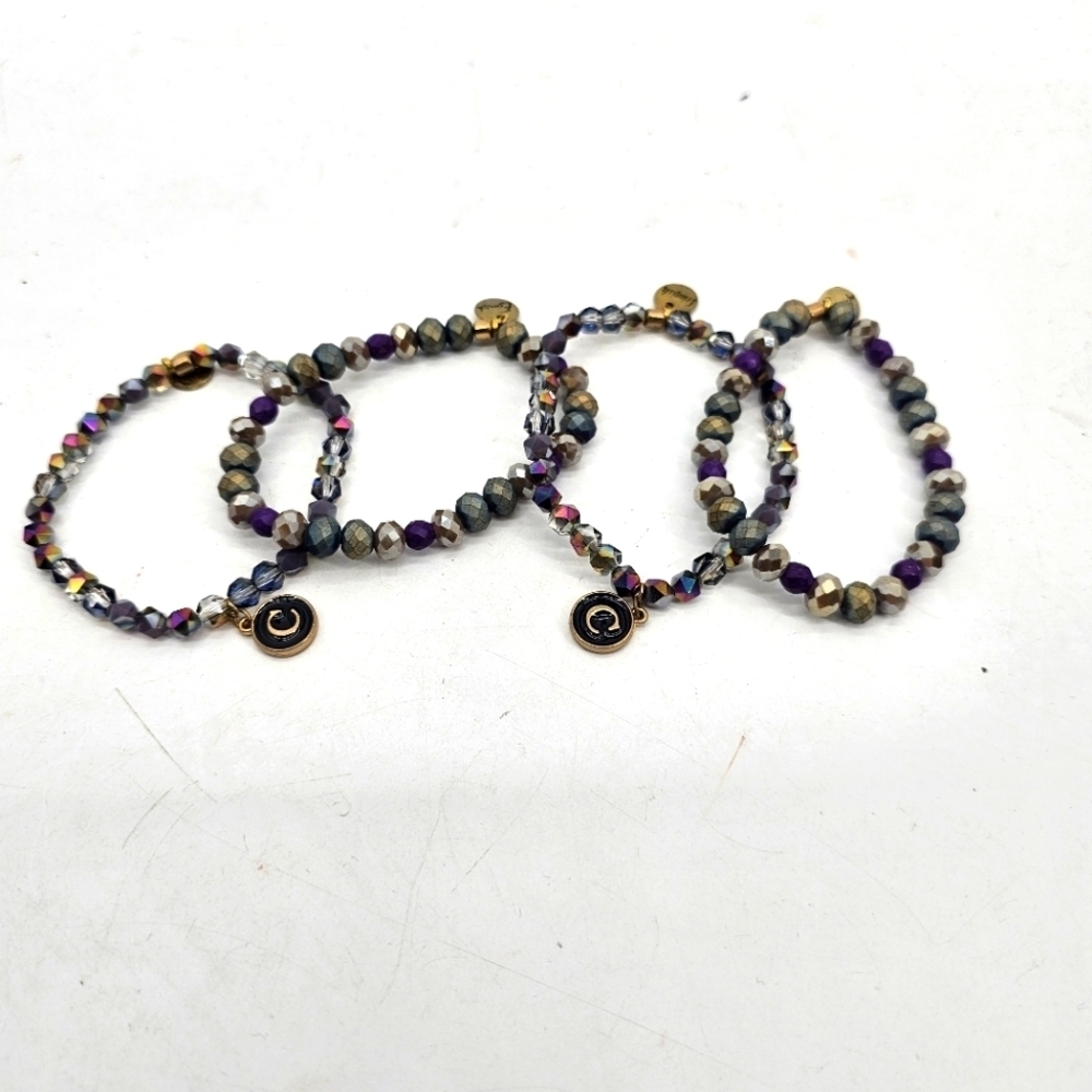Erimish Jewel Tone Stackable Beaded Bracelet Set Of 4